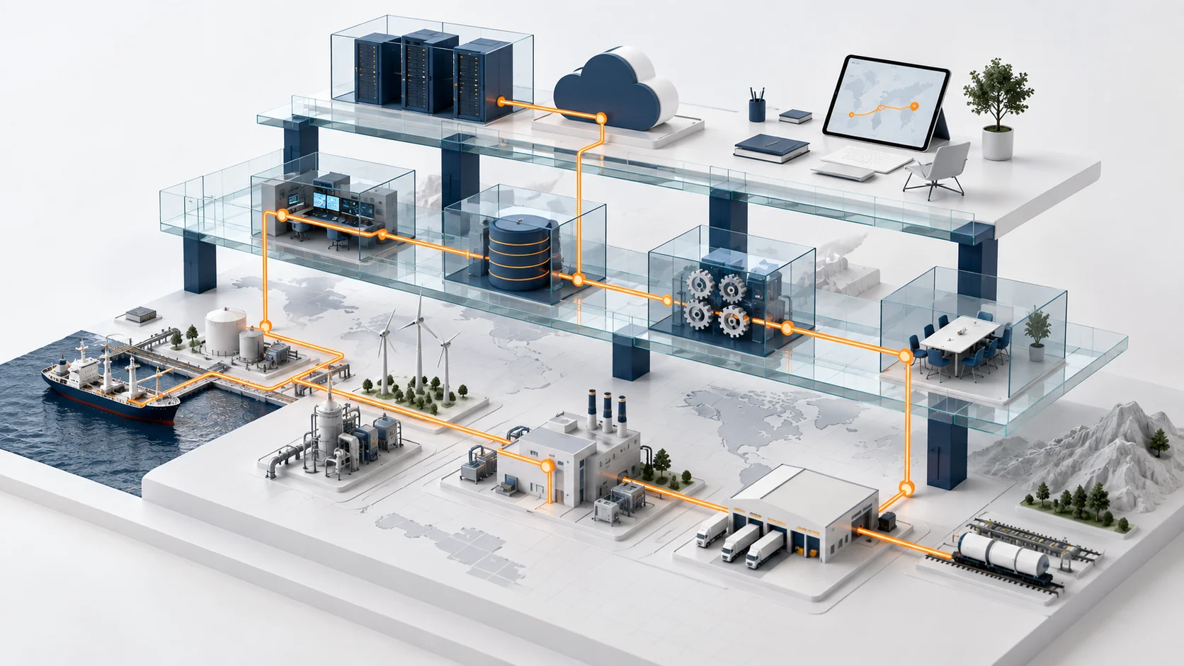 Concept illustration of connected enterprise architecture